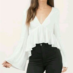 White bell sleeve top